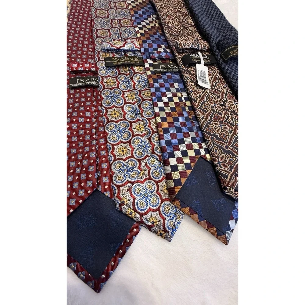 Jos A Bank Mens Silk Tie Lot 8 Signature Executive Reserve Neckties Patterned